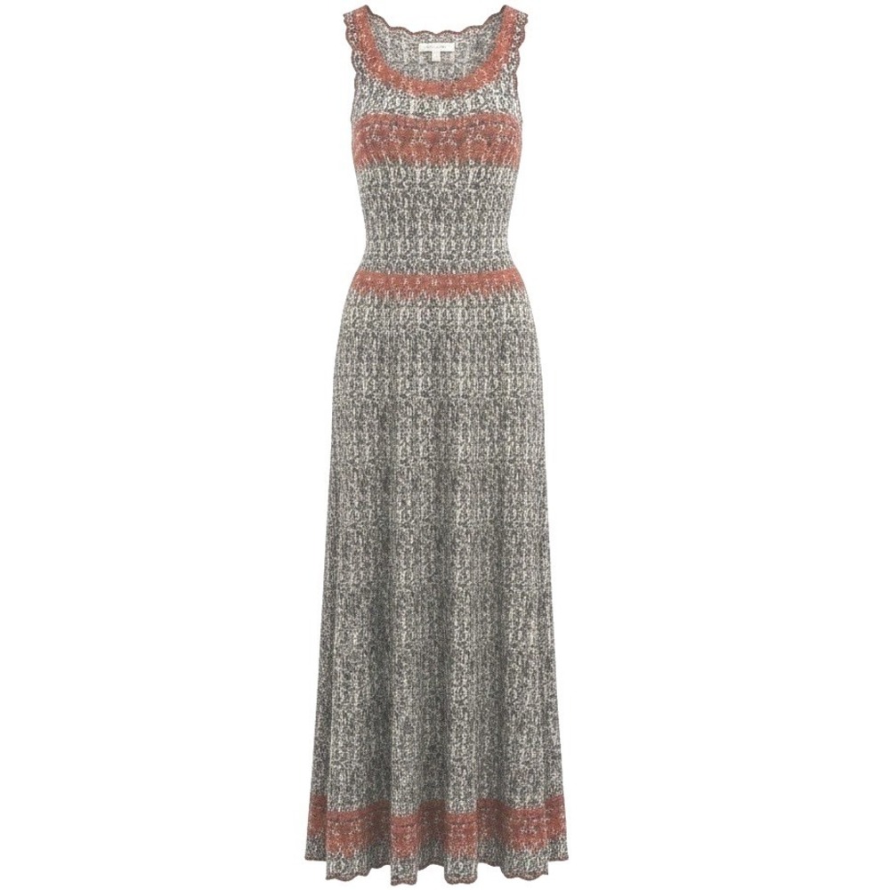 THML Ikat Maxi Dress Black Orange M Crochet Embroidered Boho Sleeveless Summer
